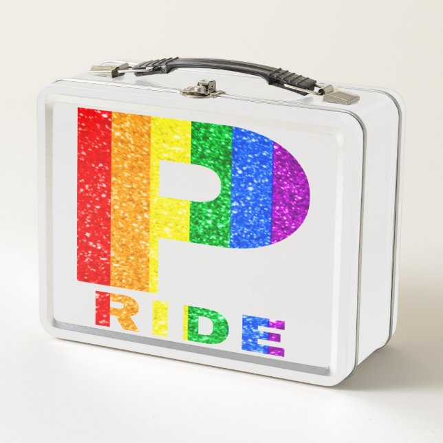 STOLZ REGENBOGEN TEXT METALL BROTDOSE (Vorderseite)