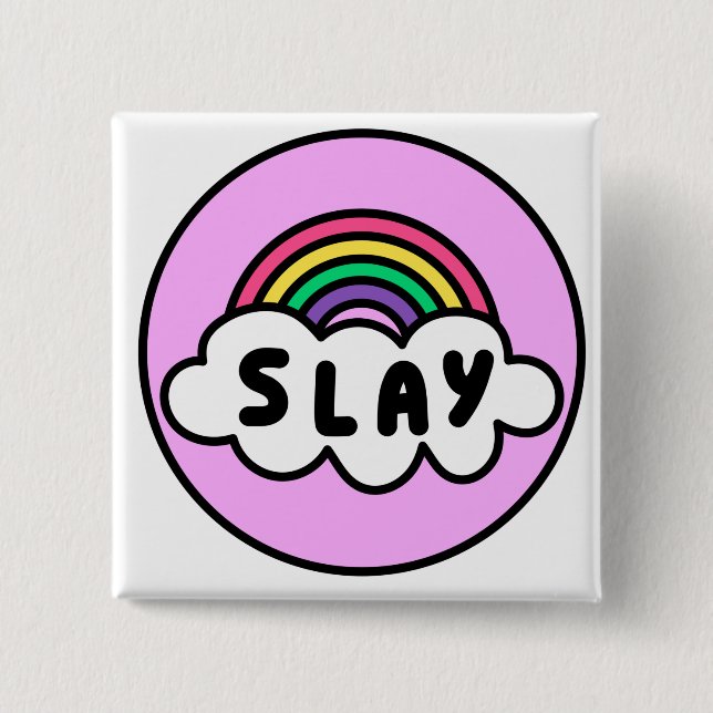 Stolz- Regenbogenfarbe mit Wolken, aber Button (Vorderseite)