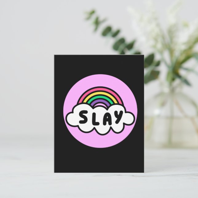 Stolz- Regenbogenfarbe mit Wolken. Postkarte (Stehend Vorderseite)