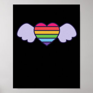 Stolz- Regenbogenfarben Herz mit Flügeln. Gay Lgbt Poster