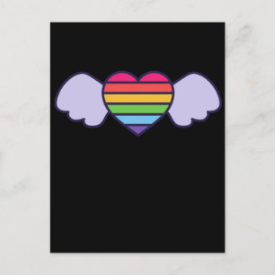 Stolz- Regenbogenfarben Herz mit Flügeln. Gay lgbt Postkarte