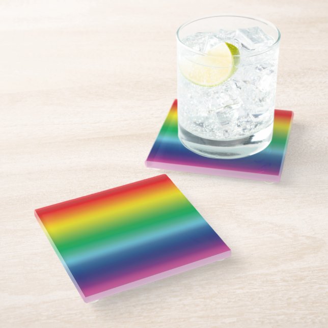 Stolz Regenbogenflagge Glasuntersetzer (Schrägansicht)