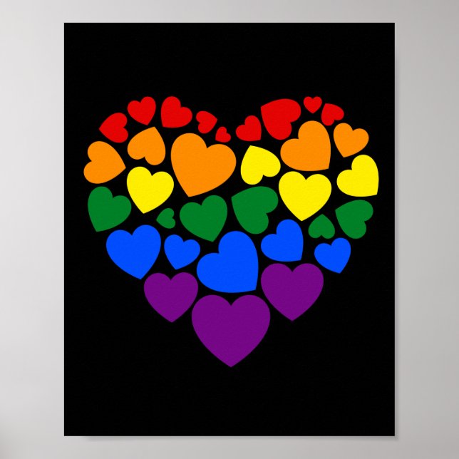 Stolz schwuler Regenbogenfarben Herz für Liebe Poster (Vorne)