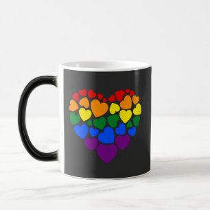 Stolz - schwules Regenbogenfarben-Herz für Liebe Verwandlungstasse