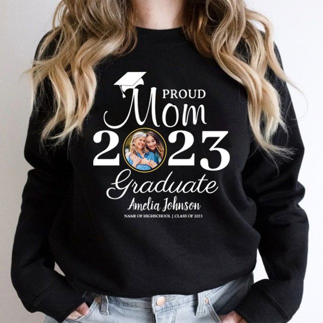 Stolz Senior Mama Abschluss 1 Foto T-Shirt (Proud Mom of the Graduate T-Shirt)