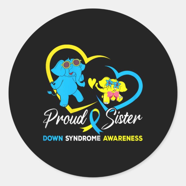 Stolz Sister World Down Syndrome Awareness Day Ele Runder Aufkleber (Vorderseite)