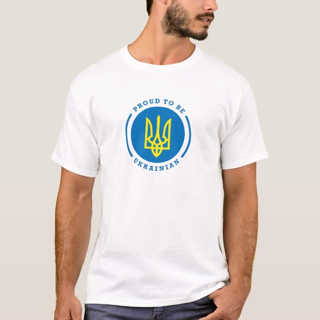 Stolz, ukrainisches Zeichen mit Wappen zu sein T-Shirt (Vorderseite)