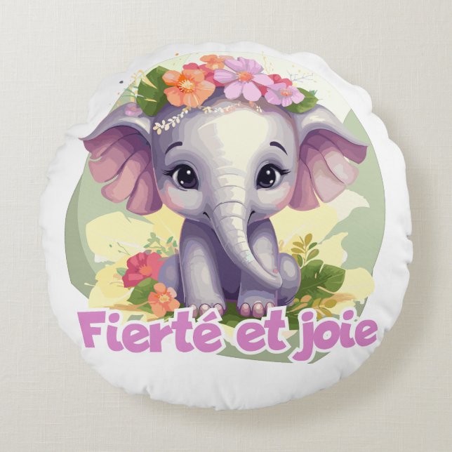 Stolz und Freude Rundes Kissen (Vorderseite)