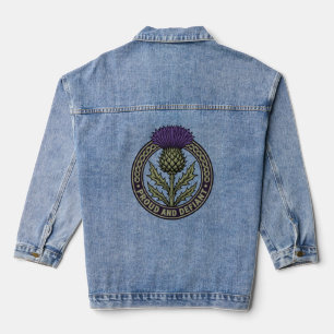 Stolz und trotzig alte schottische Distel Jeansjacke