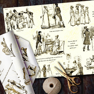 Stolz und Vorurteil Beige Sepia Toile Zitate Geschenkpapier