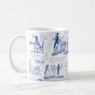 Stolz und Vorurteil Blue Toile Zitate Kaffeetasse
