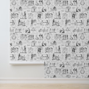 Stolz und Vorurteil Grau Weiß Toile Tapete