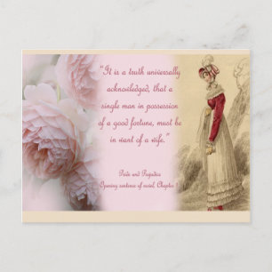 Stolz und Vorurteil Single Man, Jane Austen Postkarte