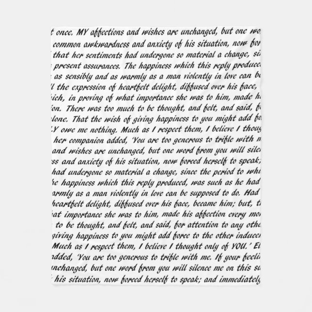 Stolz-und Vorurteil-Text Fleecedecke (Vorderseite)