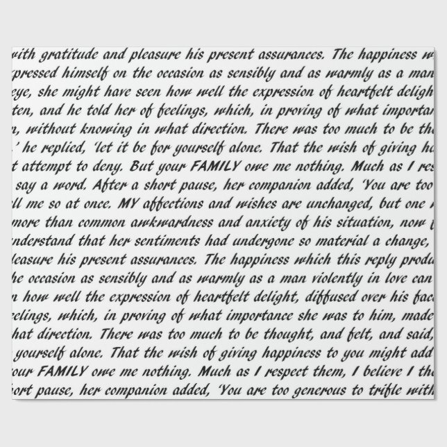 Stolz-und Vorurteil-Text Geschenkpapier (Flach)