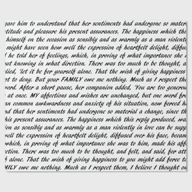 Stolz-und Vorurteil-Text Geschenkpapier (Flach)