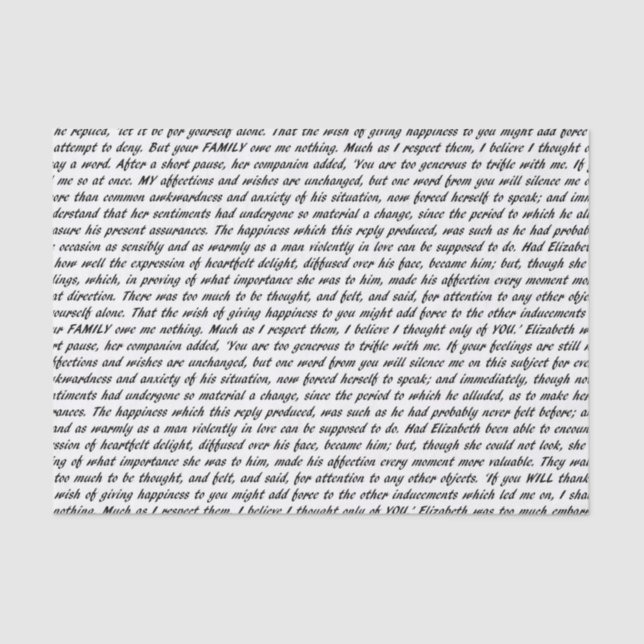 Stolz-und Vorurteil-Text Seidenpapier (Vorderseite)