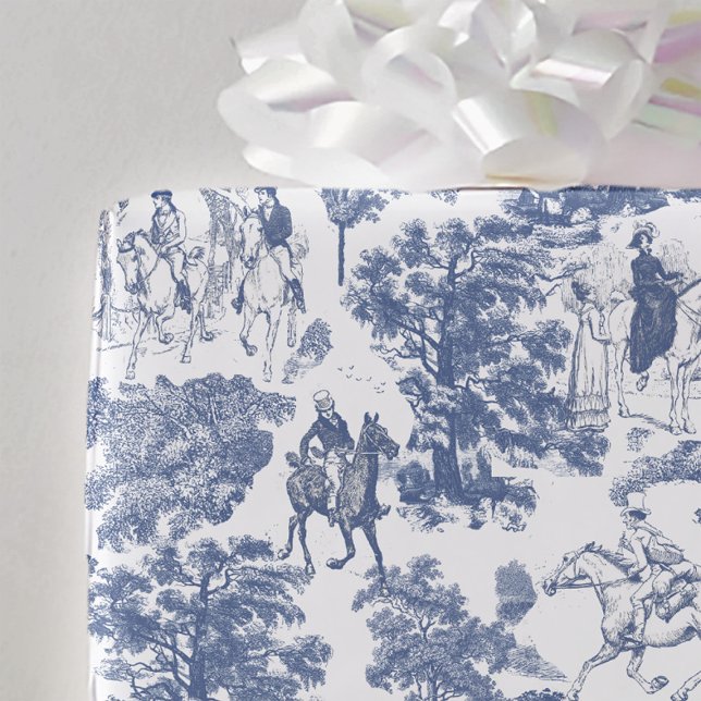 Stolz und Vorurteile Pferde Dusty Blue Toile Geschenkpapier (Von Creator hochgeladen)