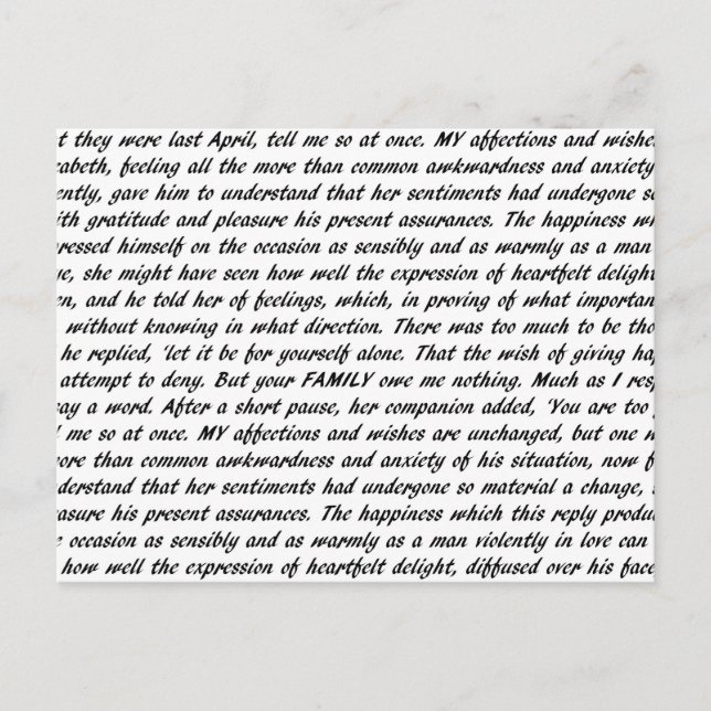 Stolz und Vorurteile Postkarte (Vorderseite)