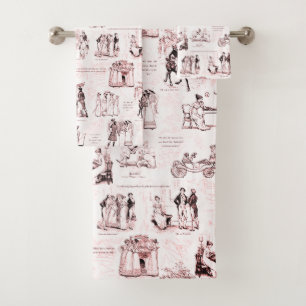 Stolz und Vorurteile Sangria Rote Toile Quotes Badhandtuch Set