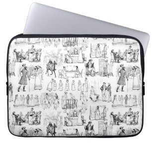 Stolz und Vorurteile Toile de Jouy Black and White Laptopschutzhülle