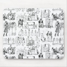 Stolz und Vorurteile Toile de Jouy Black and White Mousepad