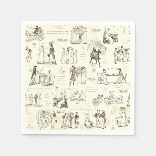 Stolz und Vorurteile über Beige-Toile-Angebot Serviette (Vorderseite)