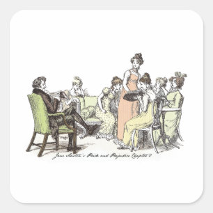 Stolz und Vorurteile über Jane Austen Quadratischer Aufkleber