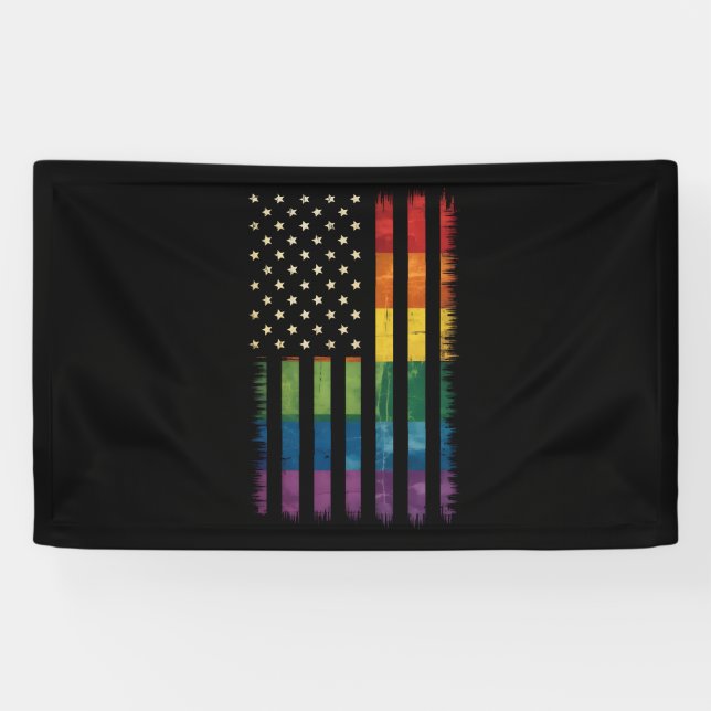 Stolz USA Amerika Regenbogenflagge LGBTQ gestört Banner (Horizontal)