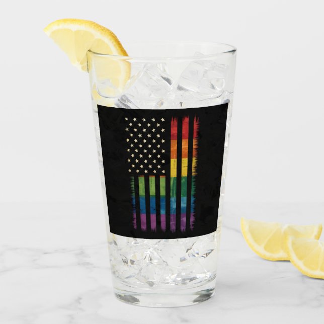 Stolz USA Amerika Regenbogenflagge LGBTQ gestört Glas (Vorderseite Ice)