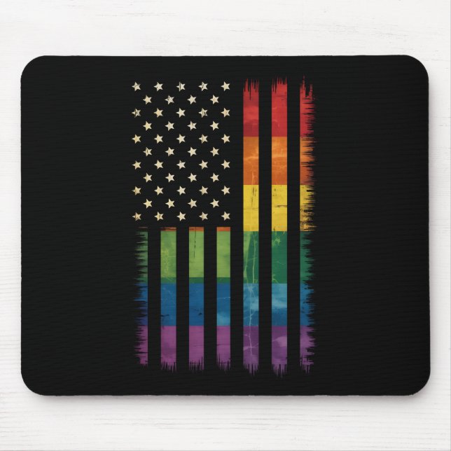 Stolz USA Amerika Regenbogenflagge LGBTQ gestört Mousepad (Vorne)