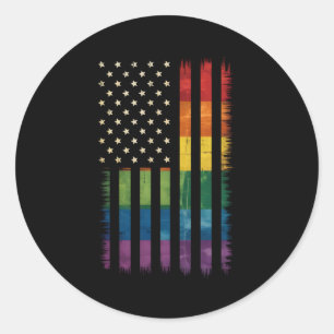 Stolz USA Amerika Regenbogenflagge LGBTQ gestört Runder Aufkleber