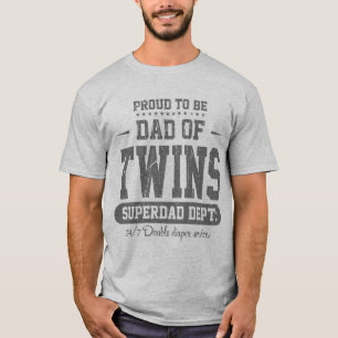 Stolz, Vater der Zwillinge Superdad Dept. Grey zu T-Shirt