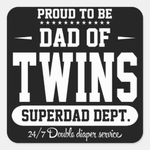 Stolz, Vater von Twins Superdad Dept. Quadratischer Aufkleber