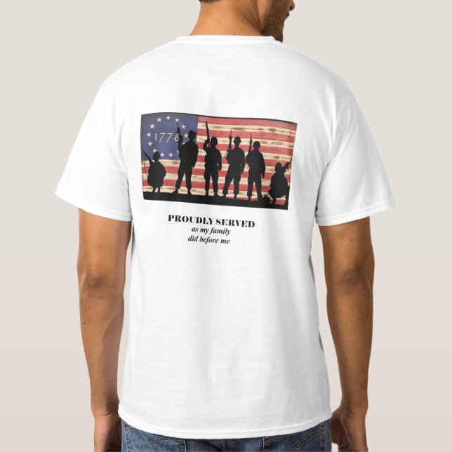 Stolz Veteran 1776 Amerikanische Flagge T-Shirt (Rückseite)