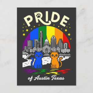 Stolz von Austin City Texas Katzen Regenbogenflagg Postkarte