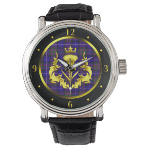 Stolz von Scotland Tartan mit Golden Thistle Armbanduhr