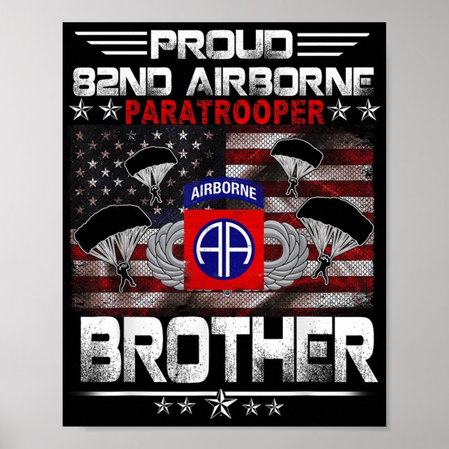 Stolze 82. Im Flugzeug Paratrooper Brother Us Flag Poster (Vorne)