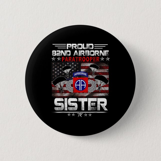 Stolze 82. Im Flugzeug Paratrooper Sister Us Flag  Button (Vorderseite)