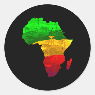 Stolze Afrika-Karte Grün Gelb Rot Afrikanischer St Runder Aufkleber