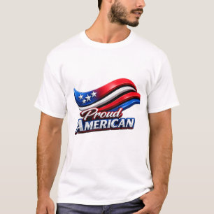 Stolze amerikanische 3D-patriotische Flaggenwelle- T-Shirt