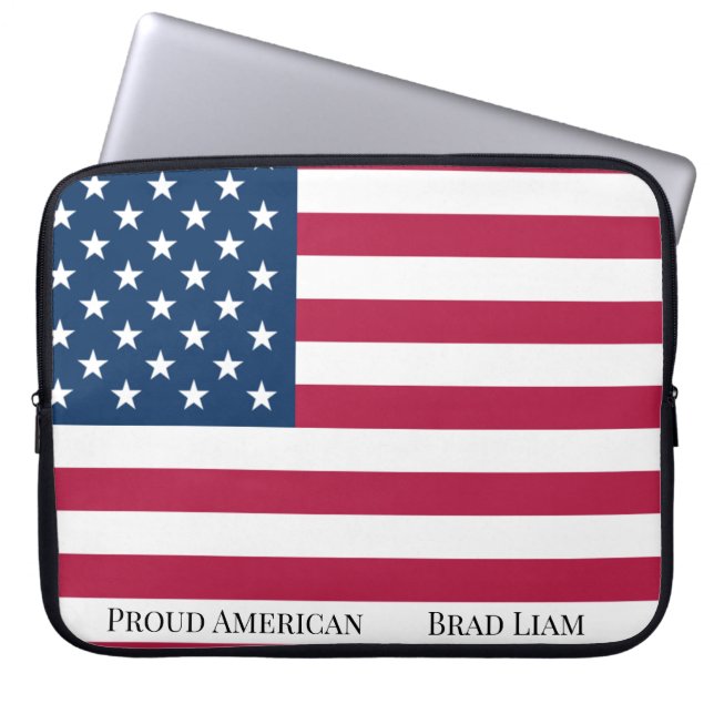 Stolze amerikanische Flagge Patriotisches USA Laptopschutzhülle (Vorderseite)