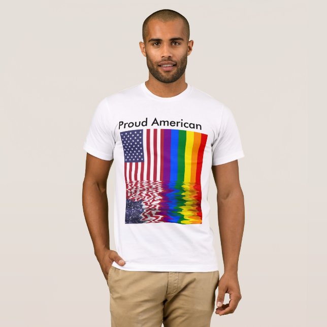 Stolze amerikanische Gay Pride USA-Flagge T-Shirt (Vorne ganz)