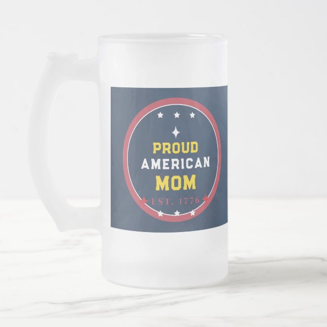 Stolze amerikanische Mutter 4. Juli Mattglas Bierglas (Links)