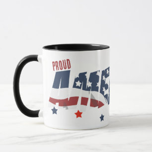 Stolze amerikanische Schrift mit Distressed-Effekt Tasse