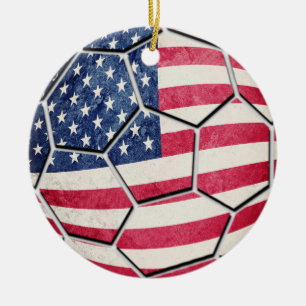 Stolze amerikanische USA-Flagge Fußball Keramik Ornament