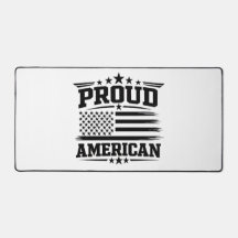Stolze amerikanische USA-Flagge Weiße Schreibtisch