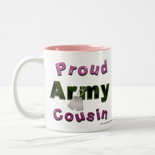 Stolze Armee-Cousin-Rosa-Tasse Zweifarbige Tasse (Links)