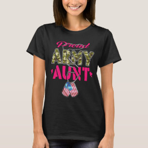 Stolze Army-Tante Camo-Flagge Hundemarken Stolz Mi T-Shirt
