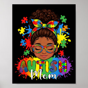 Stolze Autism Mom Afro Haar Puzzle Bewusstsein Poster